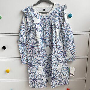 Tea Dress Long Sleeve Mighty Mini Dress Crayon Chrysanthemum